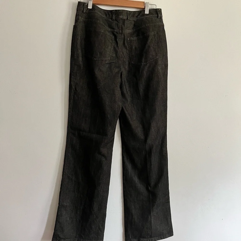 St. John Gold Black Flare High Waist Jeans